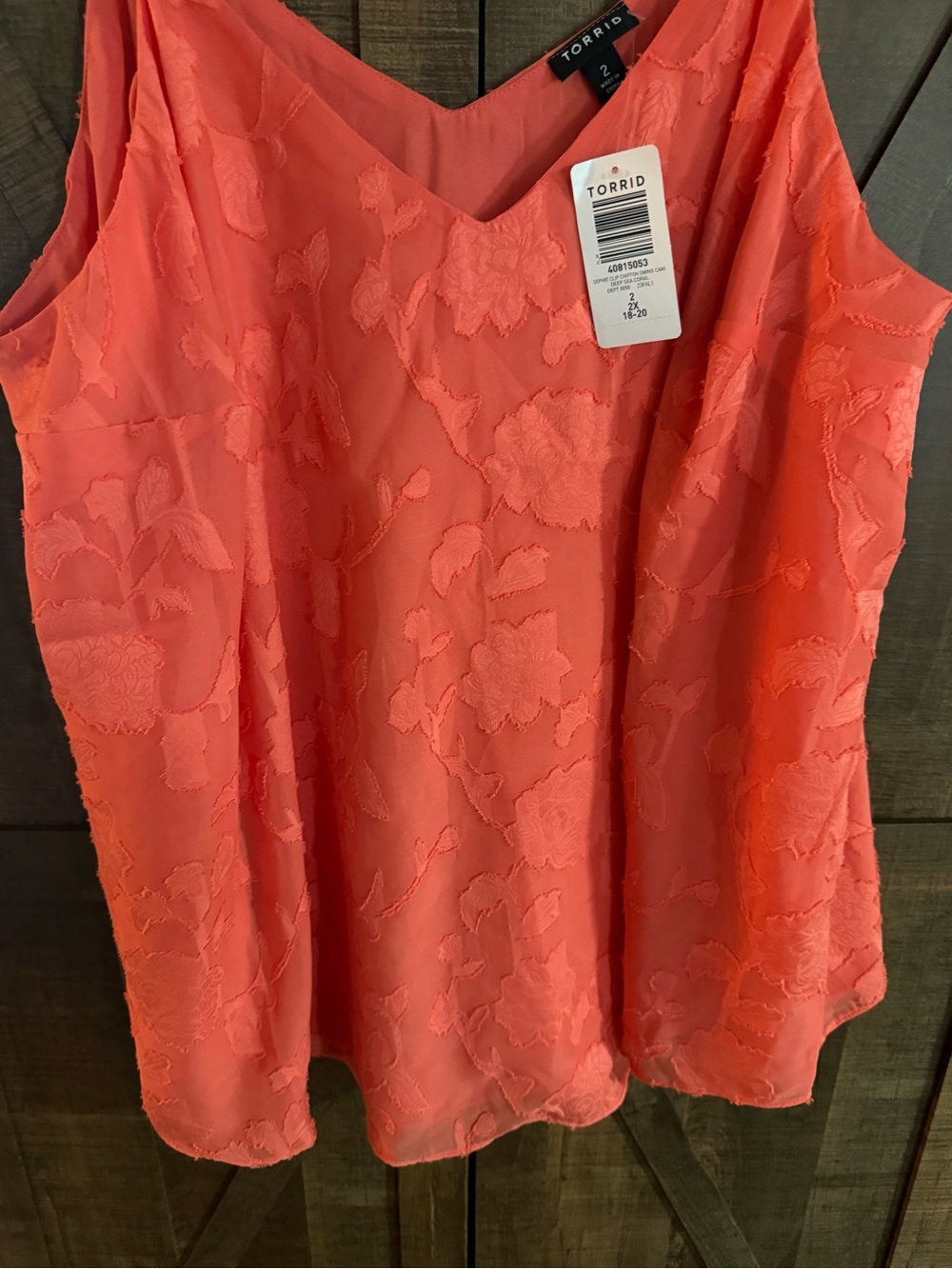 torrid Coral Textured Floral V-Neck Camisole
